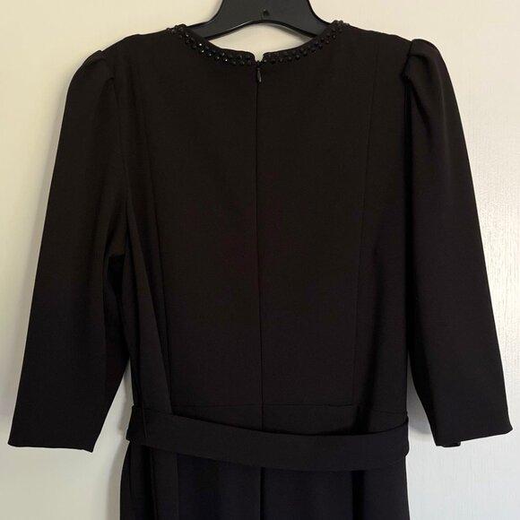 Calvin Klein Women's Black Surplice V Neck Rhinestone Jumpsuit Plus Sleeves 14W - Picture 8 of 16